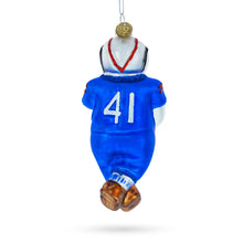 Load image into Gallery viewer, Snowman Football Player Glass Christmas Ornament