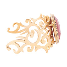 Load image into Gallery viewer, Red Bordeaux Quartz Golden Statement Cuff Bracelet