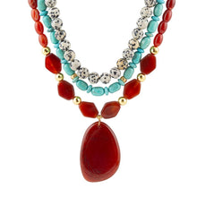 Load image into Gallery viewer, Red Carnelian Colorful Golden Pendant Necklace