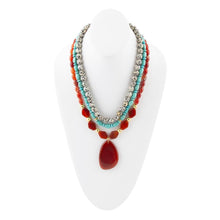 Load image into Gallery viewer, Red Carnelian Colorful Golden Pendant Necklace