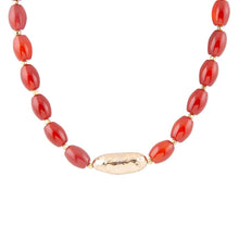 Load image into Gallery viewer, Orange Carnelian Golden Beaded Statement Necklace