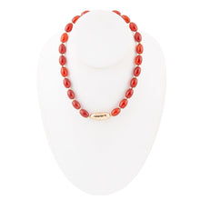 Load image into Gallery viewer, Orange Carnelian Golden Beaded Statement Necklace