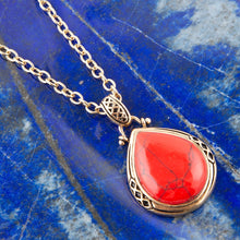 Load image into Gallery viewer, Red Howlite Teardrop Pendant Necklace