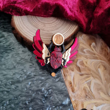 Load image into Gallery viewer, Red Winged Scarab Beetle Brooch by Cherryloco Jewellery