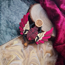 Load image into Gallery viewer, Red Winged Scarab Beetle Brooch by Cherryloco Jewellery