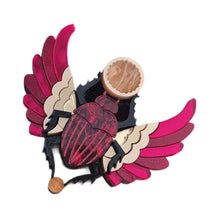 Load image into Gallery viewer, Red Winged Scarab Beetle Brooch by Cherryloco Jewellery