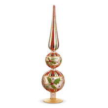 Load image into Gallery viewer, 16.5&quot; Holly Leaf Glass Christmas Finial Decoration