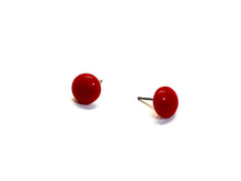 Load image into Gallery viewer, Cherry Red Small Retro Button Stud Earrings