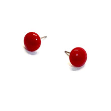 Load image into Gallery viewer, Cherry Red Small Retro Button Stud Earrings