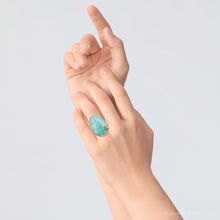 Load image into Gallery viewer, Refined Blue Turquoise Golden Statement Ring