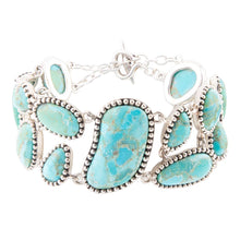 Load image into Gallery viewer, Refined Blue Turquoise Sterling Silver Link Bracelet