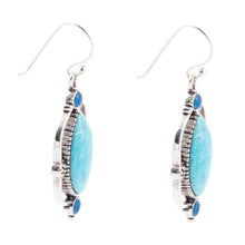Load image into Gallery viewer, Regal Blue Turquoise and Apatite Sterling Silver Drop Earrings