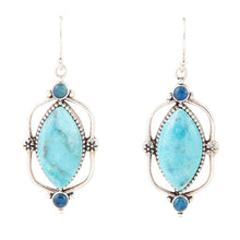 Load image into Gallery viewer, Regal Blue Turquoise and Apatite Sterling Silver Drop Earrings