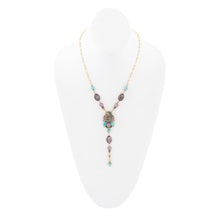 Load image into Gallery viewer, Regalia Blue Abalone Golden Y Necklace