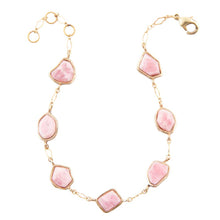 Load image into Gallery viewer, Pink Rhodonite and Golden Line Bracelet