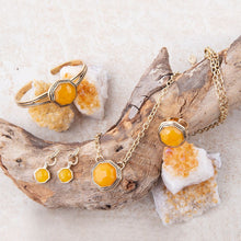 Load image into Gallery viewer, River Rocks Yellow Quartz and Golden Bronze Necklace