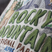 Load image into Gallery viewer, Rocky Mountain National Park Hand-Embroidered Pillow by Cat Studio