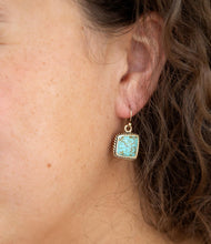 Load image into Gallery viewer, Roped Blue Turquoise Golden Dangle Earrings