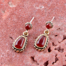 Load image into Gallery viewer, Roped Orange Carnelian Golden Drop Earrings