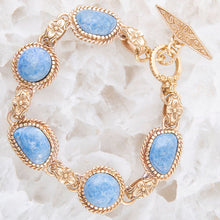 Load image into Gallery viewer, Roped Denim Blue Lapis Golden Link Bracelet
