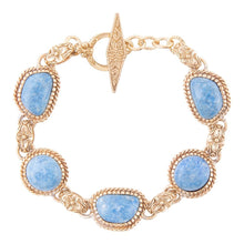 Load image into Gallery viewer, Roped Denim Blue Lapis Golden Link Bracelet
