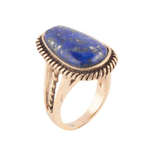 Load image into Gallery viewer, Roped Blue Lapis and Golden Bronze Ring