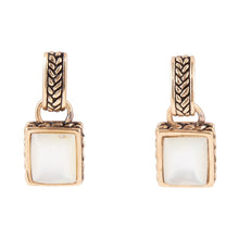Load image into Gallery viewer, Roped White Mother of Pearl Golden Post Earrings