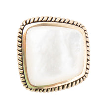 Load image into Gallery viewer, Roped White Mother of Pearl and Golden Statement Ring