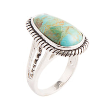 Load image into Gallery viewer, Roped Turquoise Ring - Sterling Silver