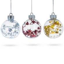 Load image into Gallery viewer, Set of 3 Colorful Stars Clear Plastic Christmas Ornaments 4 Inches