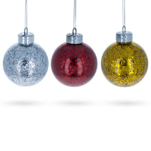 Load image into Gallery viewer, Set of 3 Clear Plastic Christmas Ornaments with Flakes 4 Inches