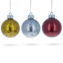 Load image into Gallery viewer, Set of 3 Clear Plastic Christmas Ornaments with Flakes 4 Inches