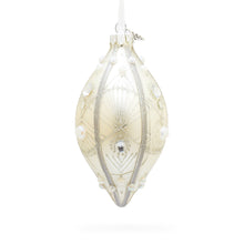 Load image into Gallery viewer, Pearls on Silver Pointed Teardrop Finial Glass Christmas Ornament