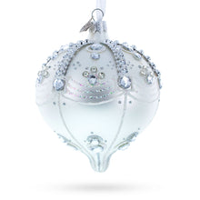 Load image into Gallery viewer, White Jewels on Silver Onion-Shape Finial Glass Ornament