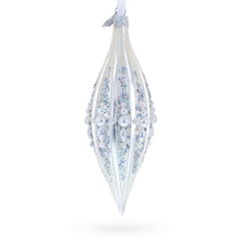 Load image into Gallery viewer, Pearl and Glitter Jeweled Elongated Pointed Teardrop Finial Glass Christmas Ornament