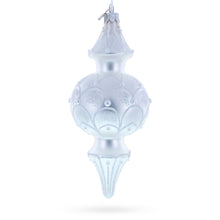Load image into Gallery viewer, Snowy Pearl Double-Ended Finial Drop Glass Christmas Ornament