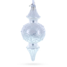 Load image into Gallery viewer, Snowy Pearl Double-Ended Finial Drop Glass Christmas Ornament