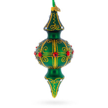 Load image into Gallery viewer, Emerald Baroque Jeweled Double-Ended Finial Drop Glass Christmas Ornament