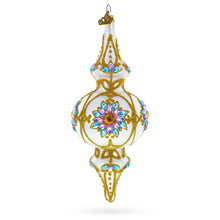 Load image into Gallery viewer, Pearl White Baroque Double-Ended Finial Drop Glass Christmas Ornament