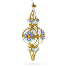 Load image into Gallery viewer, Pearl White Baroque Double-Ended Finial Drop Glass Christmas Ornament