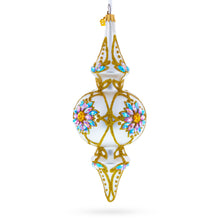 Load image into Gallery viewer, Pearl White Baroque Double-Ended Finial Drop Glass Christmas Ornament