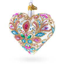 Load image into Gallery viewer, Gilded Baroque Gem Heart Glass Ornament