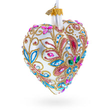 Load image into Gallery viewer, Gilded Baroque Gem Heart Glass Ornament