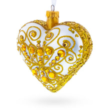 Load image into Gallery viewer, Regal Gold Filigree Heart Glass Ornament