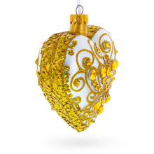 Load image into Gallery viewer, Regal Gold Filigree Heart Glass Ornament