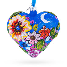 Load image into Gallery viewer, Moonlit Floral Meadow Heart Glass Ornament