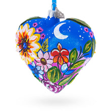 Load image into Gallery viewer, Moonlit Floral Meadow Heart Glass Ornament