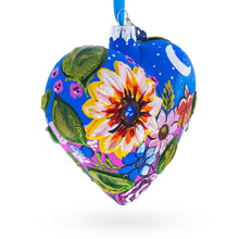 Load image into Gallery viewer, Moonlit Floral Meadow Heart Glass Ornament