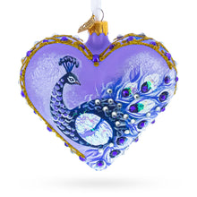 Load image into Gallery viewer, Royal Purple Peacock Heart Glass Ornament