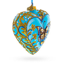 Load image into Gallery viewer, Turquoise Butterfly Elegance Heart Glass Ornament